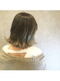 バレイヤージュ+切りっぱなしボブ