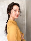 パーマヘアロングヘアヘアアレンジポニーテールツインテール