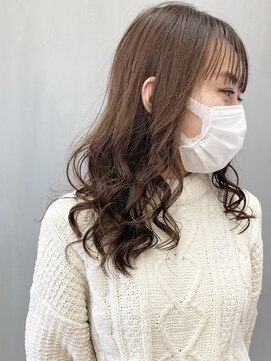 トップヘアー 玉島店(TOP HAIR) セミロングシースルーバング _ ミルクティーブラウン