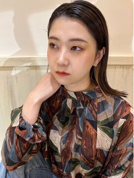 パザパ 花楯店 山形(pa za pa) 艶感×ウエット×スリーク外はねミディアム/イヤリングカラー