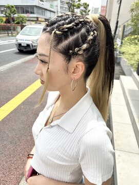 ジュジュル 稲毛本店(jujur) コーンロウ/グレージュカラー/ボブウルフ/ココアベージュ