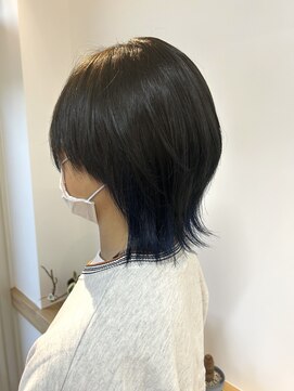 ドットエフ(.f) ショートウルフ/インナーカラー/ブルーブラック