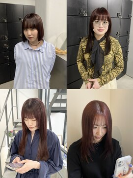 ヘアー アイス 御器所本店(HAIR ICI) ブリーチなし秋色暖色カラー、顔周りカット