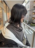 暗髪　シアーブラック　透明感カラー　外はね