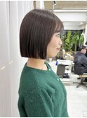 前髪あり簡単スタイリング顎ラインプツッとボブヘア