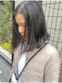 大人ストリートな外ハネボブ☆くすみブルー前下がりボブ