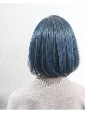 メロウ ヘアデザイン(Melloww hair design) ネイビーブルーフラットボブ