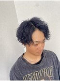 ツイスパ センターパート ブルーブラック