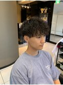 波巻きパーマ波巻きスパイラルパーマ王道マッシュショートメンズ