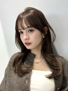 ノク 渋谷(nok) ミディアムレイヤー_黒髪小顔オリーブグレーココアベージュ