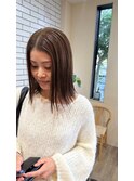 切りっぱなしミディアム前髪なし＊大人可愛いマロンベージュ