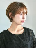 切りっぱなしショート・ボブ/絶壁解消/前髪なし/20代/30代/面長