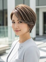 レヴィア(REVIA)&nbsp;白髪ぼかしハイライトブリーチショートボブ