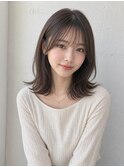 ミディアム20代30代ストレートレイヤー前髪なし前髪あり池袋