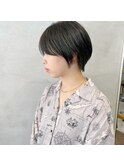 ナチュラルショート/大人ショート/暗髪グレー