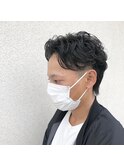 かきあげツーブロックパーマスタイル