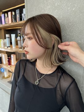 ロンド 表参道店(Lond) インナーカラー/イヤリングカラー/ミルクティーベージュ/ボブ