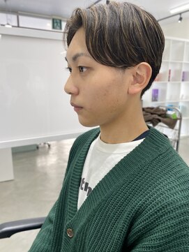 キートス 高知店(kiitos) ○メンズセンターパートニュアンスパーマハイライト