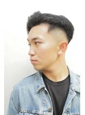 アップバングスキンフェードベリーショートアッシュブラック0503