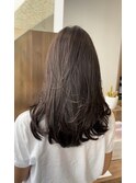 大人可愛いロングレイヤー切りっぱなしかきあげ長め前髪恵比寿