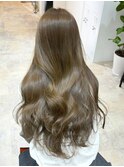 ミディアムロングレイヤーカットブリーチなしダブルカラー心斎橋