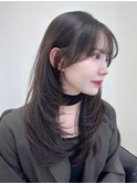 ミディアムレイヤー 艶カラー 暗髪 韓国風 髪質改善 福岡美容室