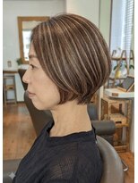 ヘアスタジオルース(HAIR STUDIO LUZ)&nbsp;40代50代60代の大人ボブ/白髪ぼかしハイライト/堀江/北堀江