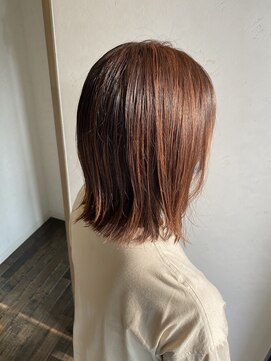 ヘアスペースブルーム エボリューション 庄内店(HAIR SPACE BLOOM evolution) アプリコットオレンジ　レイヤーミディ　ツヤ髪