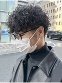 無造作マッシュメンズショートマットカラースパイラルパーマ