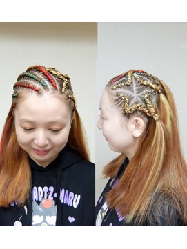 エクステ専門店ミキ 横浜店(MIKI) スペシャル星型ハーフコーンロウ赤緑レモンカラーエクステダンス