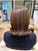切りっぱなしボブ透明感ショコラベージュ丸みショート韓国20代