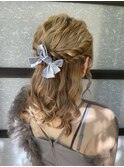 結婚式　ヘアセット　ゆるふわ　ハーフアップ　大阪