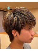 メンズデザインカット+メッシュカラー