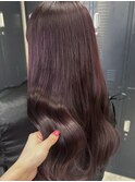 暖色ピンク、ロング、ワンホンヘア