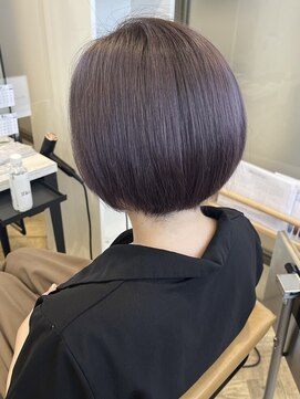 プラス ファースト ヘア(Plus 1st) モーヴピンク×ショートボブ×艶髪ショート×ケアブリーチ