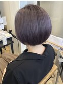 モーヴピンク×ショートボブ×艶髪ショート×ケアブリーチ