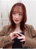 ダークレッド ブリーチなし コーラルオレンジ ラウンドバング