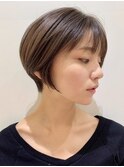丸み耳かけショート/絶壁解消/くせ毛多毛/前髪あり/大人マッシュ