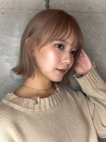 リークフー(Ree cu fuu)&nbsp;小顔冬カラー愛されショートボブヘーゼルブラウン大人可愛い