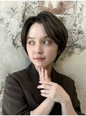 『岩田莉奈』40代50代お洒落な白髪染ショートボブ新宿ケアカラー