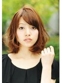 大人かわいいワンカール×小顔ひし形シルエット×グレージュ
