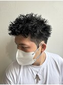 スパイキーツイストショートレイヤーツーブロックパーマ