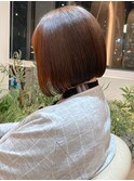 ベージュカラー ミニボブ ツヤ髪 ダメージレスカラー