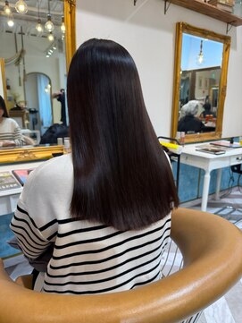 ロンドアベニール 北千住(Lond avenir) ブリーチなしチェリーブラウン髪質改善縮毛矯正酸性ストレート