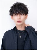 無造作ヘア/黒髪/ソフトツーブロック/センターパート