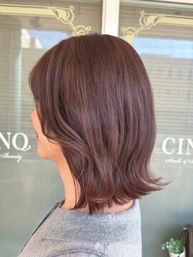 【CINQ】山崎 ミディアムレイヤー×ピンクベージュ