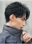 新橋フェザーパーマニュアンスパーマセンターパート七三微分け