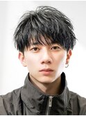 ツーブロックナチュラルダウンパーマシースルーマッシュ