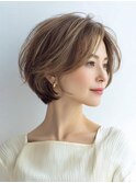 ミセスショートボブ白髪ぼかし脱白髪染め30代40代50代60代♪