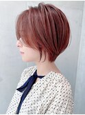 グレーベージュショートボブウェーブミディアムワンレン